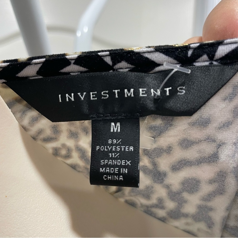 Investments Mixed Print Top Leopard & Geometric Pattern Sz M - Picture 3 of 13